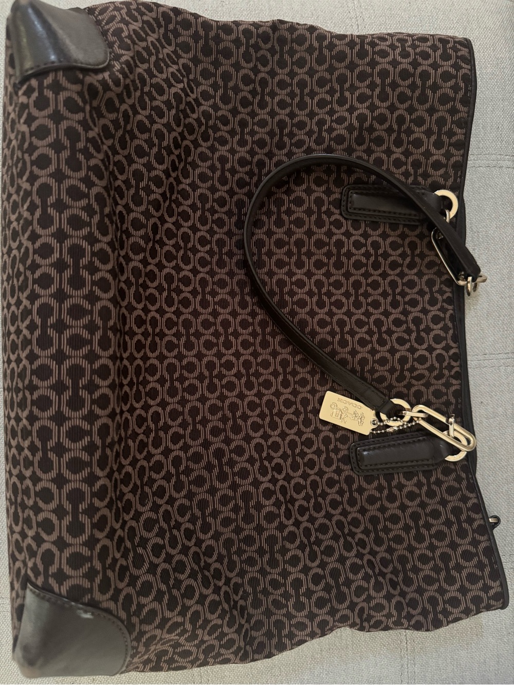 Coach Brown Signature Duffel Bag with Gold Hardware